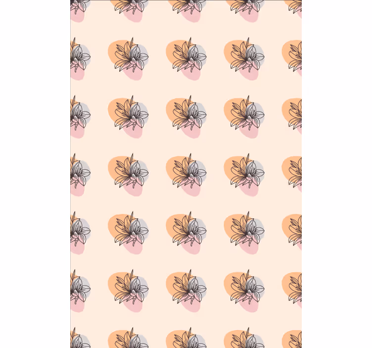 Wallpaper flowery cute pair of flowers minimalist design - TenStickers