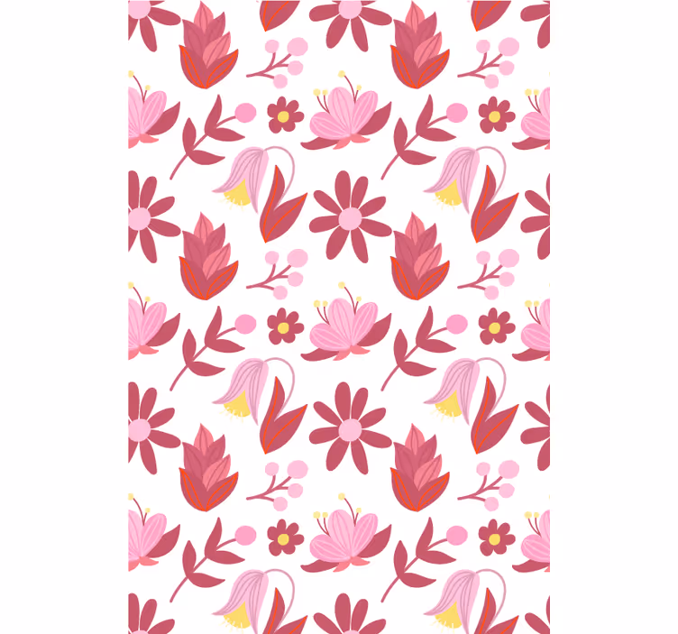 Wallpaper flowery polish folk art with red accents - TenStickers