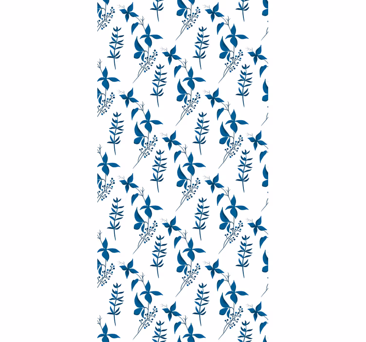 Wallpaper flowery blue flower pattern - TenStickers