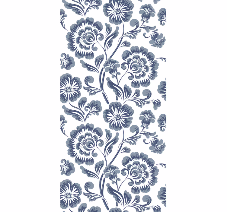 Wallpaper flowery blue flowers on white victorian - TenStickers