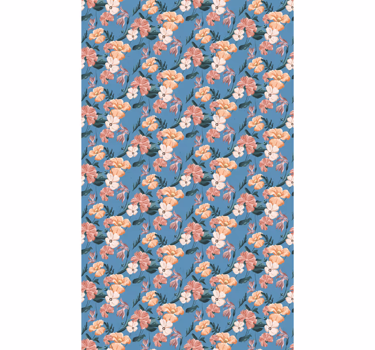 Wallpaper flowery flowerprint 'flower jeans' - TenStickers