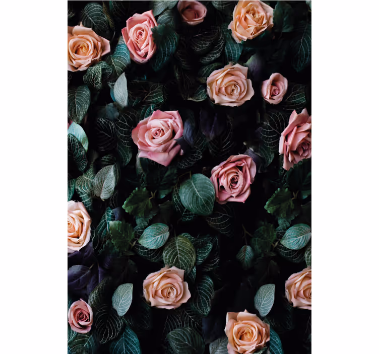 Wallpaper flowery red rose flowers - TenStickers