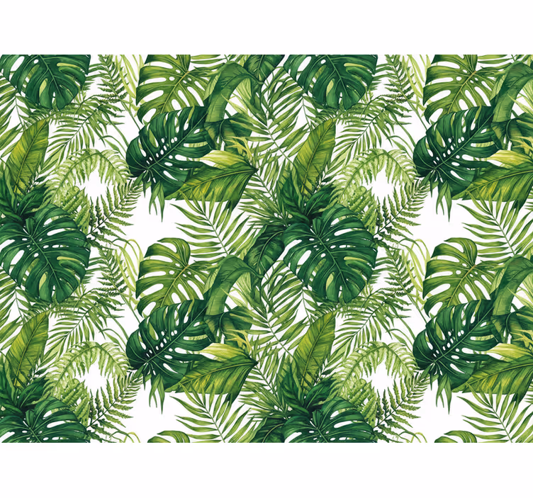 Kitchen wallpaper rainforest green foliage - TenStickers