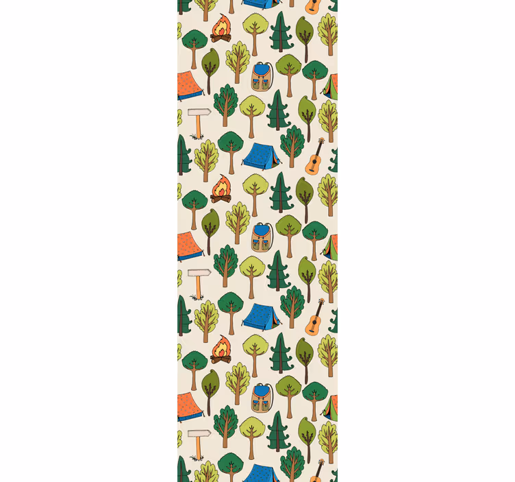 Bedroom wallpaper camping gear guitars flashlight bee - TenStickers