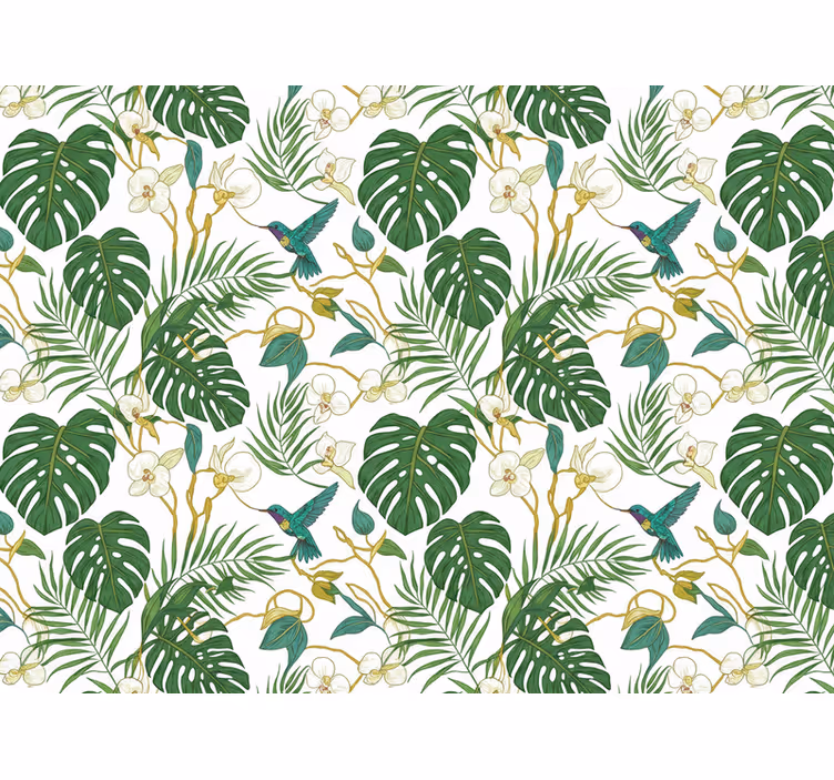 Leaves wallpaper emerald botanical garden - TenStickers