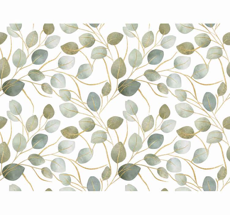 Leaves wallpaper eucalyptus gold shimmer - TenStickers