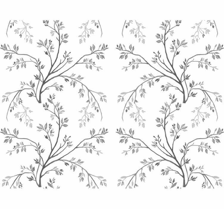 Flowers wallpaper grey soft branches - TenStickers