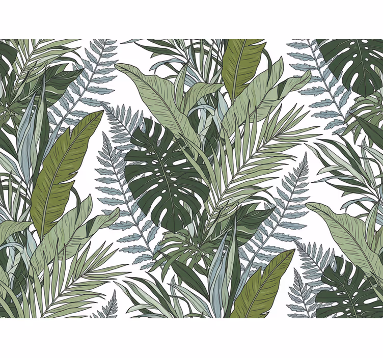 Flowers wallpaper exotic leaves symphony - TenStickers