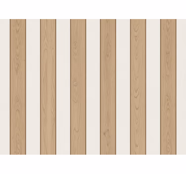 Vertical striped wallpaper wooden panel look - TenStickers