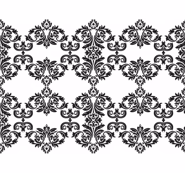 Baroque wallpaper in black damask floral pattern - TenStickers