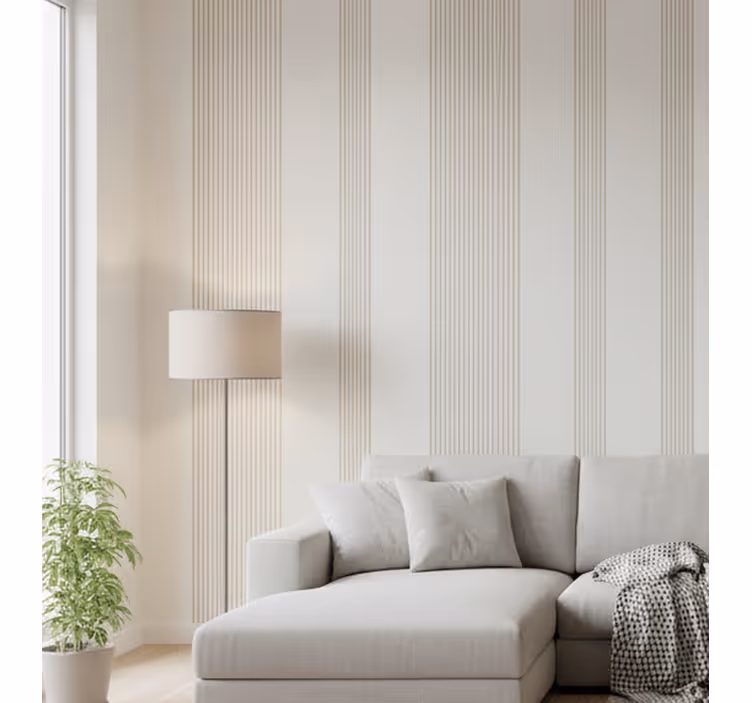 Vertical striped wallpaper minimalist cream design - TenStickers