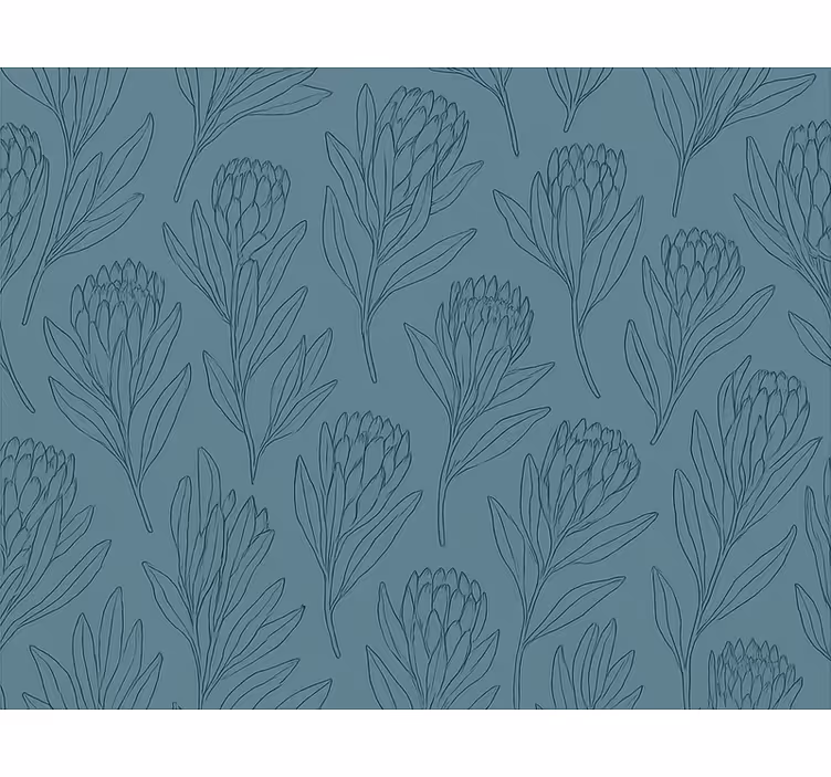 Flowers wallpaper muted teal stylized flowers - TenStickers