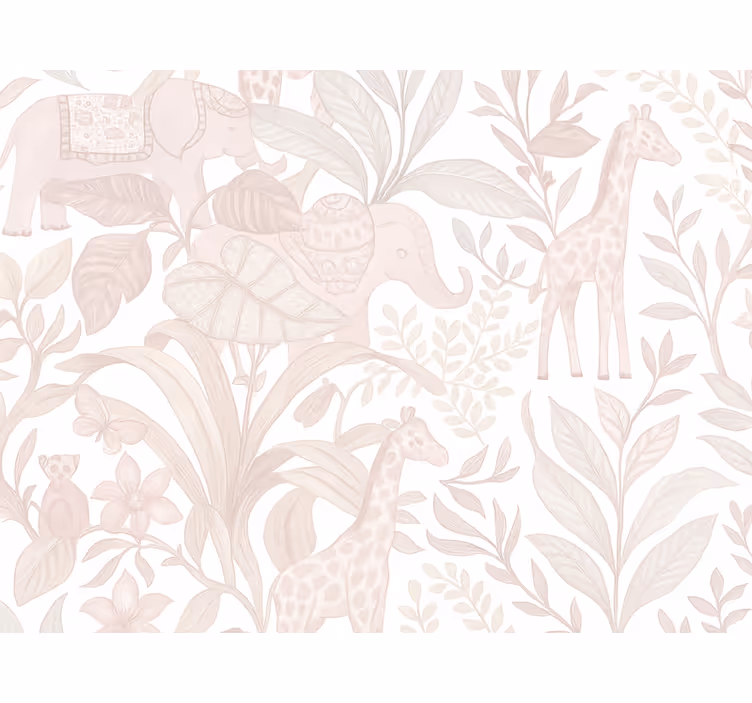 Elephant wallpaper dusky pink safari dreams - TenStickers
