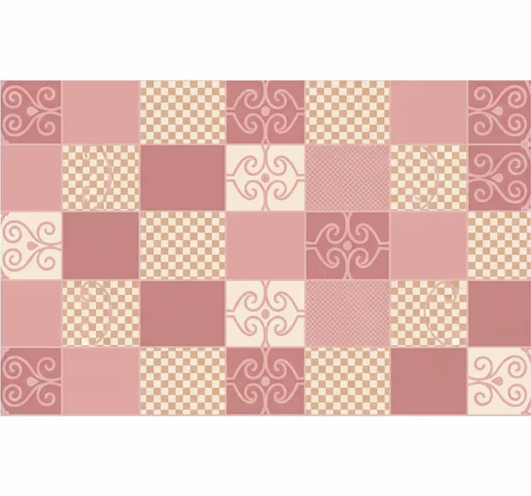 Geometric wallpaper vintage pink checkered design - TenStickers