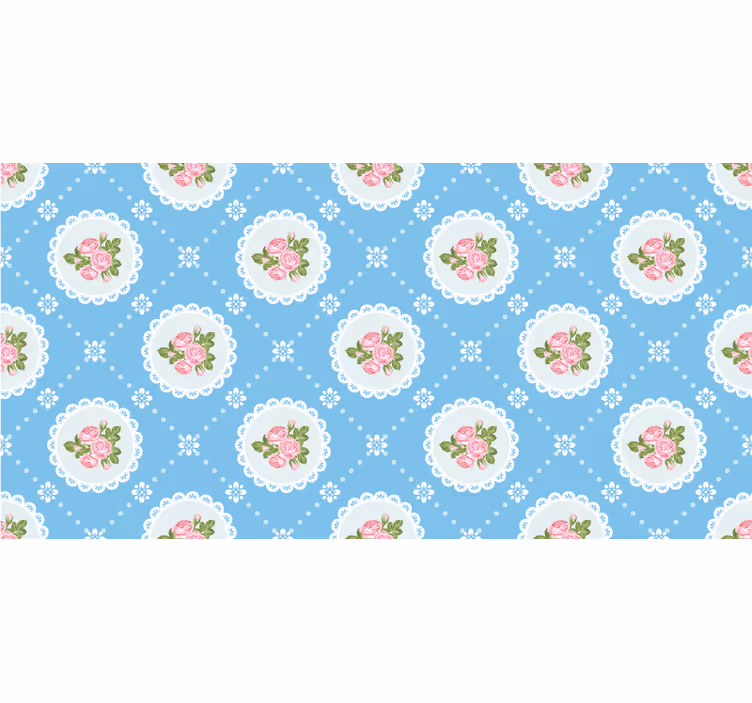 A blue wallpaper with a floral lace pattern - TenStickers