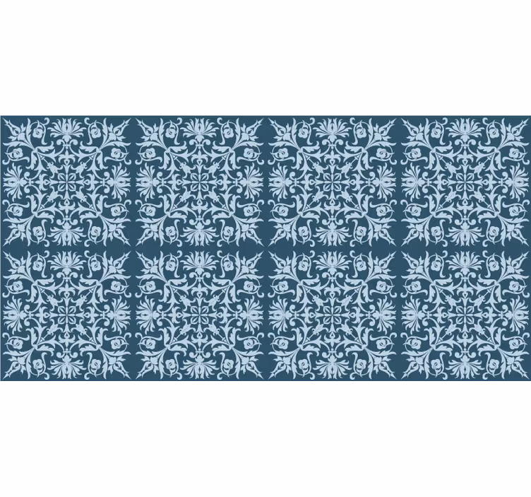A blue wallpaper with a french provincial floral pattern - TenStickers