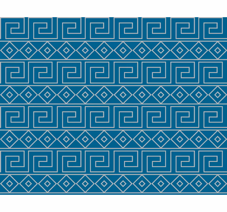 A blue wallpaper with a greek key design - TenStickers
