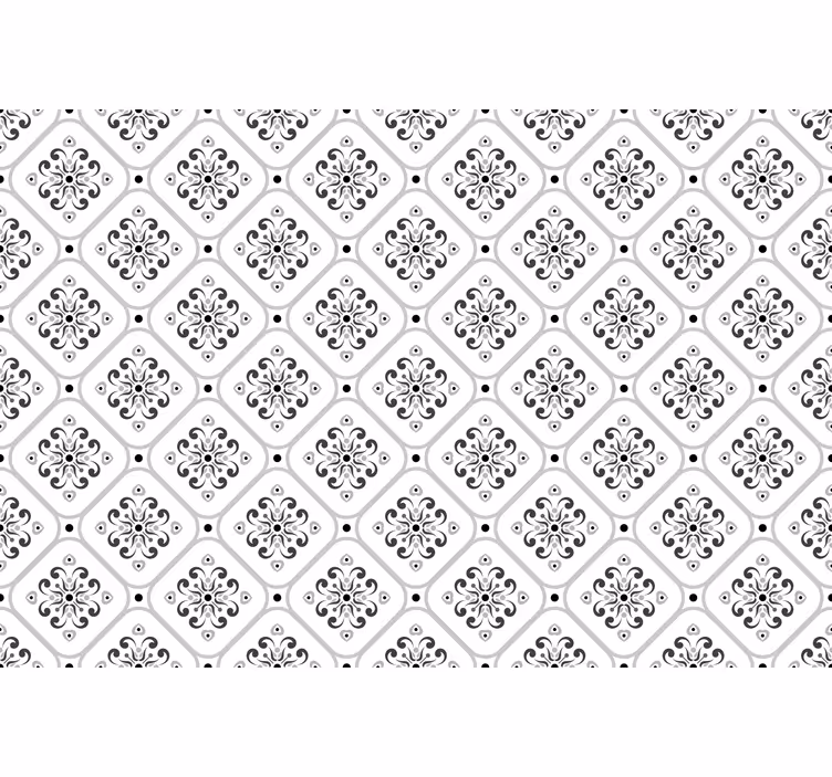 Wallpaper of white classic gray mosaic pattern - TenStickers