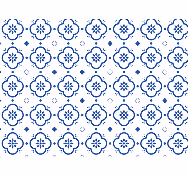 Wallpaper of white blue tiles - TenStickers
