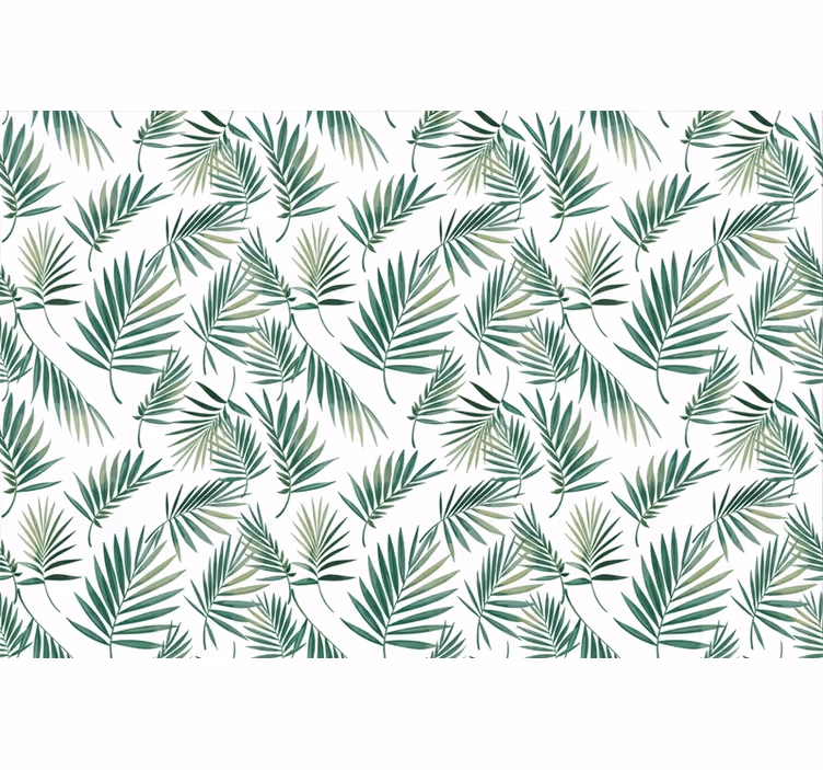 Wallpaper of white scandinavian green leaf design - TenStickers