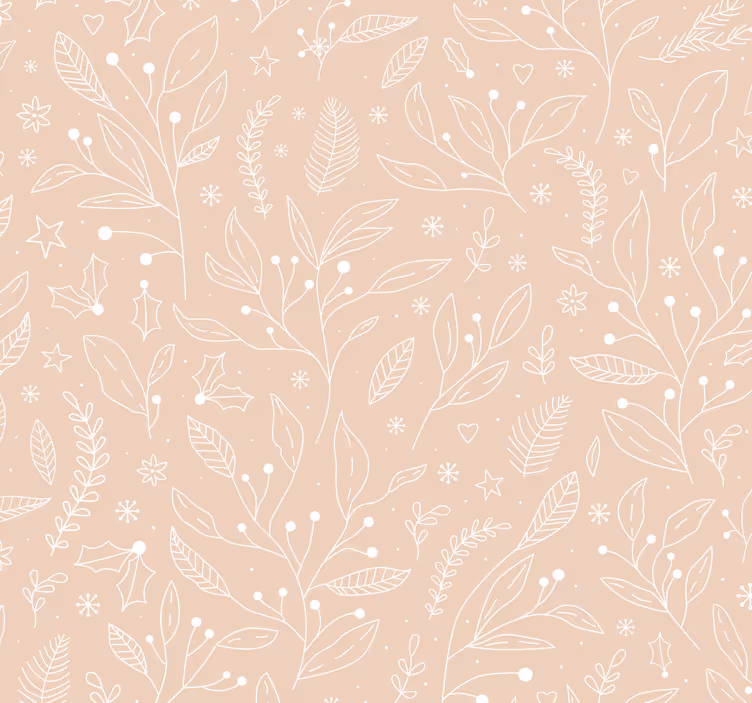 Beige wallpaper with festive holiday plants - TenStickers