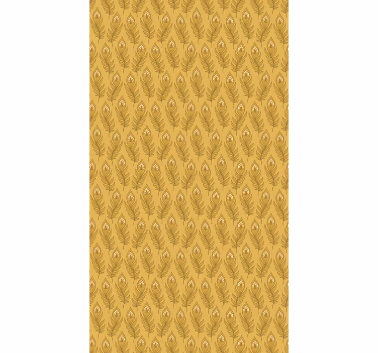 Beige wallpaper with blue floral turkey and gold flowers - TenStickers
