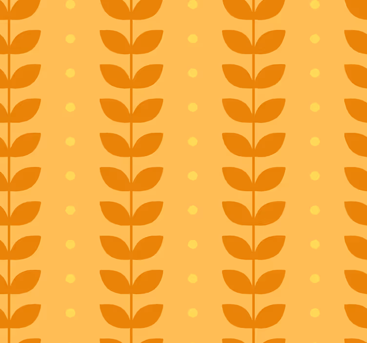 Wallpaper colour orange leaf pattern - TenStickers