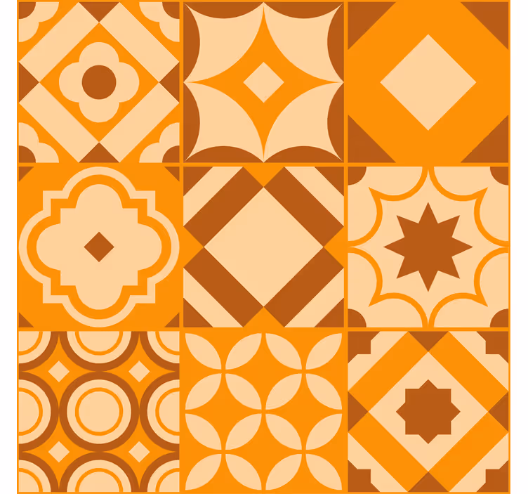 Wallpaper colour orange rustic tiles - TenStickers
