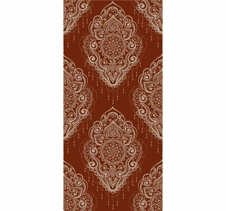A red wallpaper with elegant mehndi ornament - TenStickers