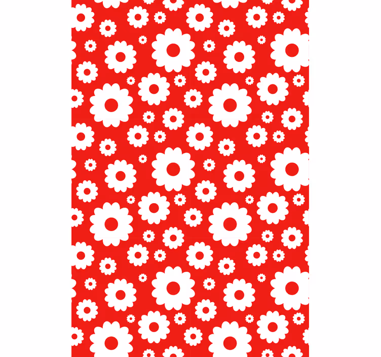 A red wallpaper with white daisies design - TenStickers