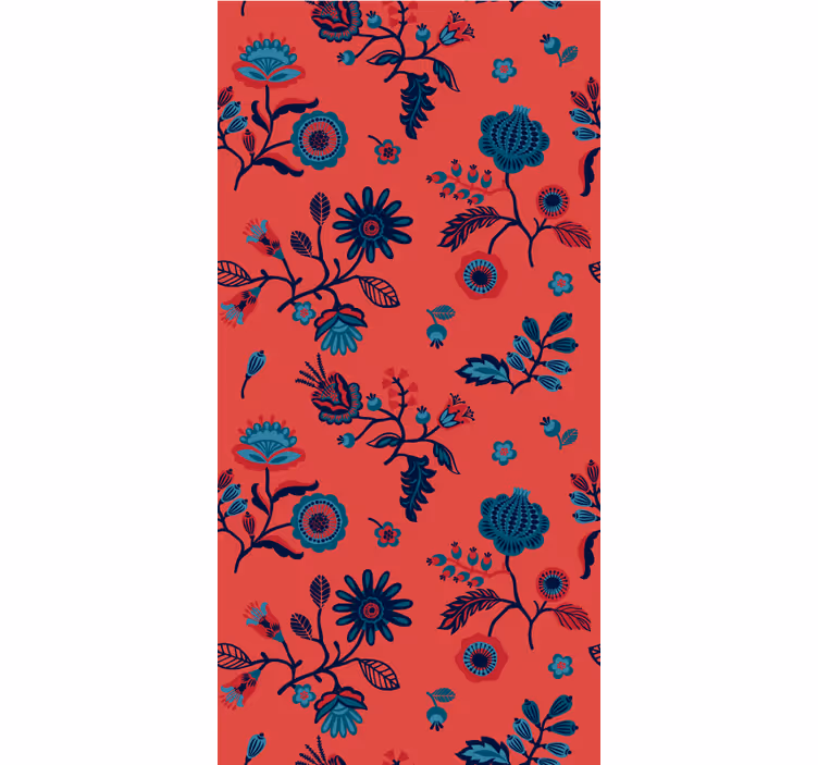 A red wallpaper with traditional colorful polish folk art - TenStickers