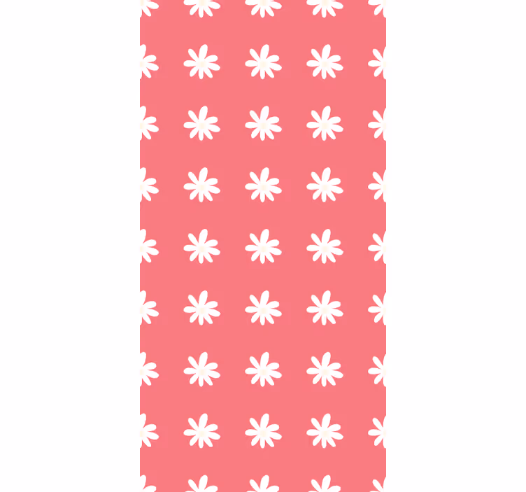 A red wallpaper with daisy pattern on pink - TenStickers