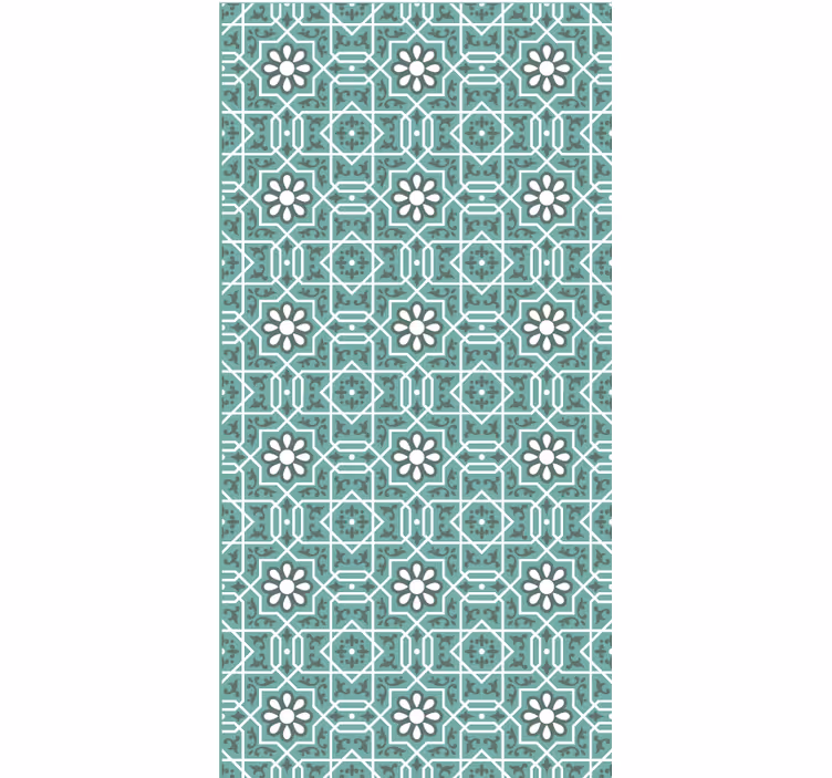 Green wallpaper with green floral tiles design - TenStickers