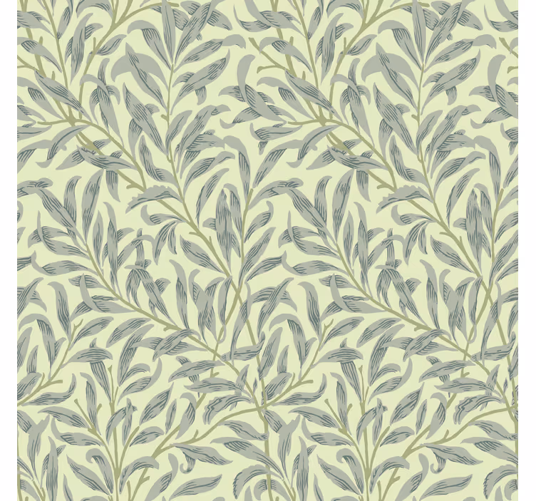 Green wallpaper with slender branches - TenStickers