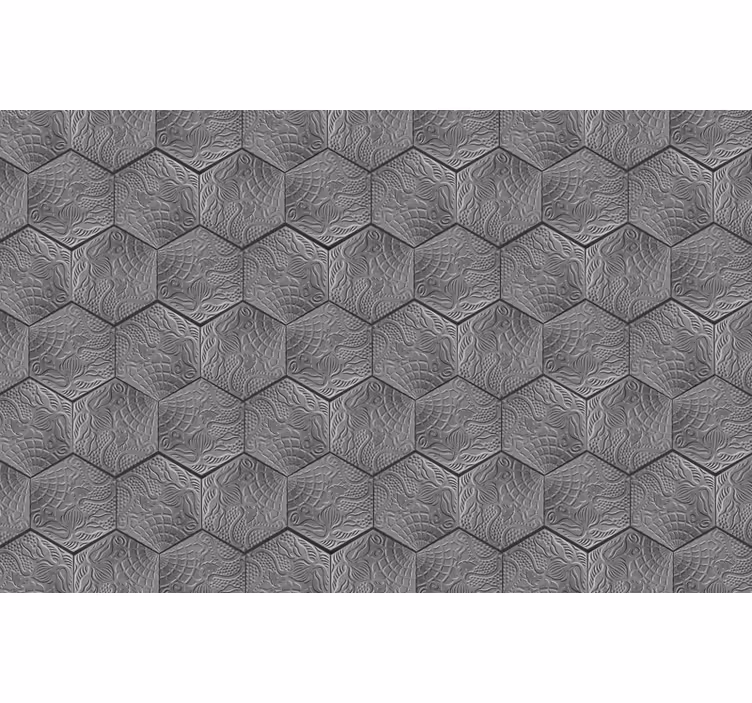 Grey wallpaper gaudí tile design - TenStickers