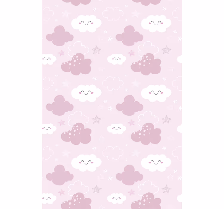 A pink wallpaper with white happy design - TenStickers