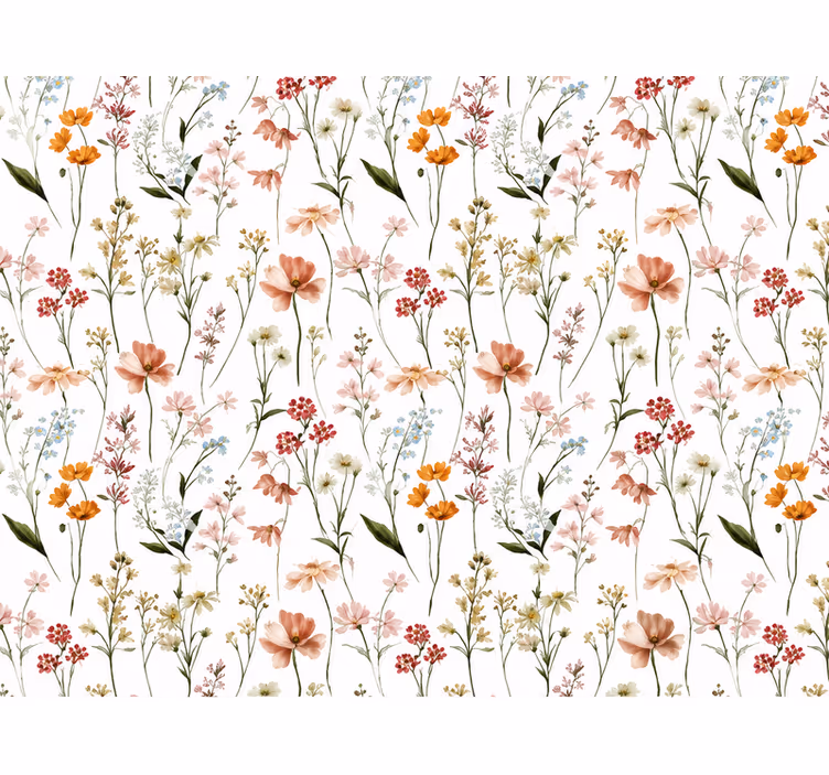 Colorful flowers leaves wallpaper - TenStickers