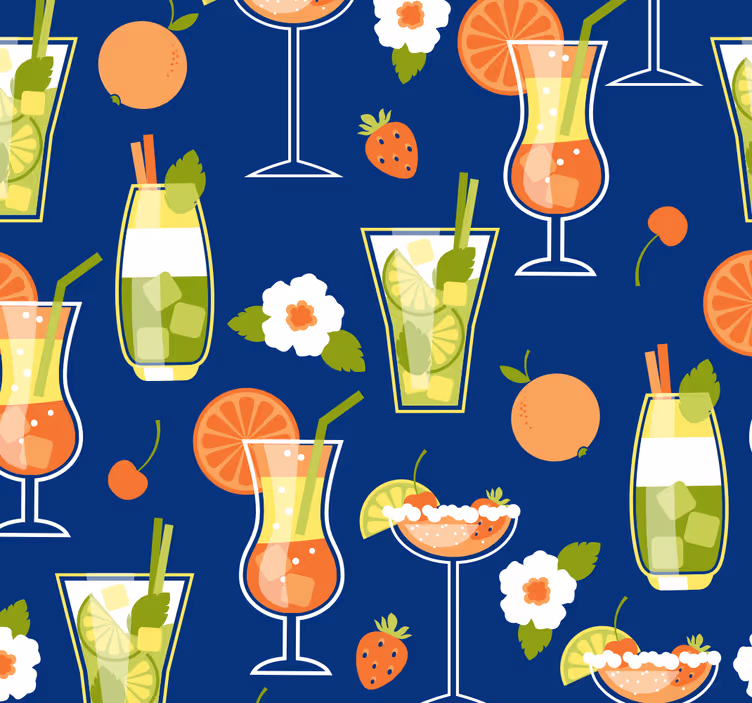Cocktail Motifs art deco wallpaper - TenStickers