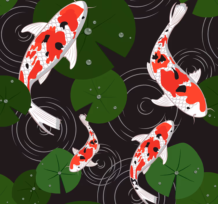 Animal Wallpaper oriental carps - TenStickers
