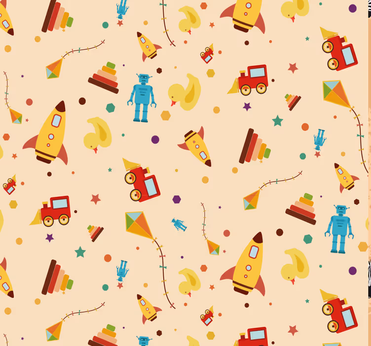 Vintage Toys Childrens Wallpaper - TenStickers