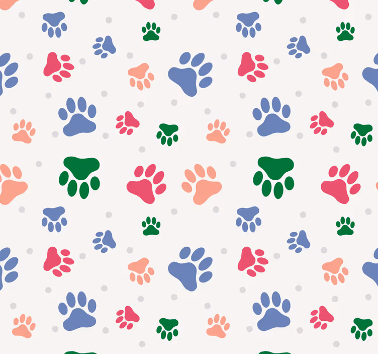 Paw Pattern Decor wallpaper of a dog - TenStickers