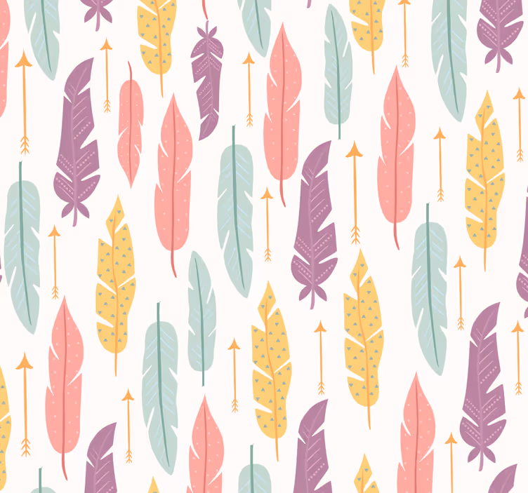 Colourful Feather Bedroom Wallpaper - TenStickers