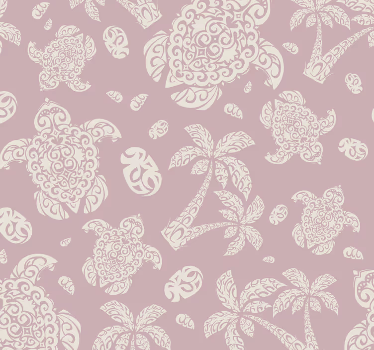 Turtles and Palms cute animal wallpaper - TenStickers