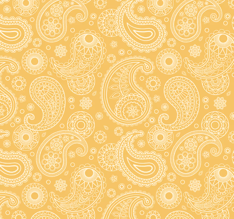 Intricate yellow paisley motif entrance wallpaper - TenStickers
