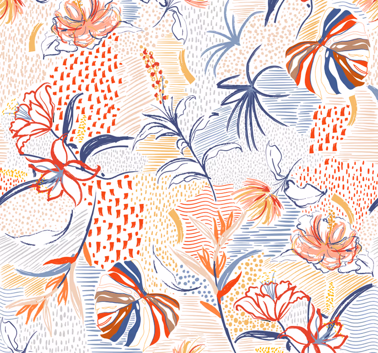 Floral elegance design dining room wallpaper - TenStickers