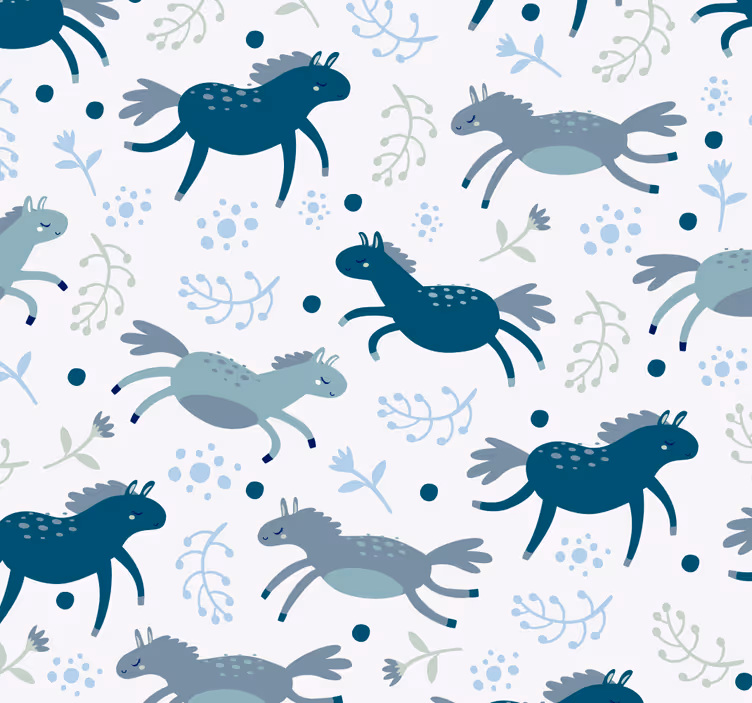 Running blue foals wallpaper horses - TenStickers