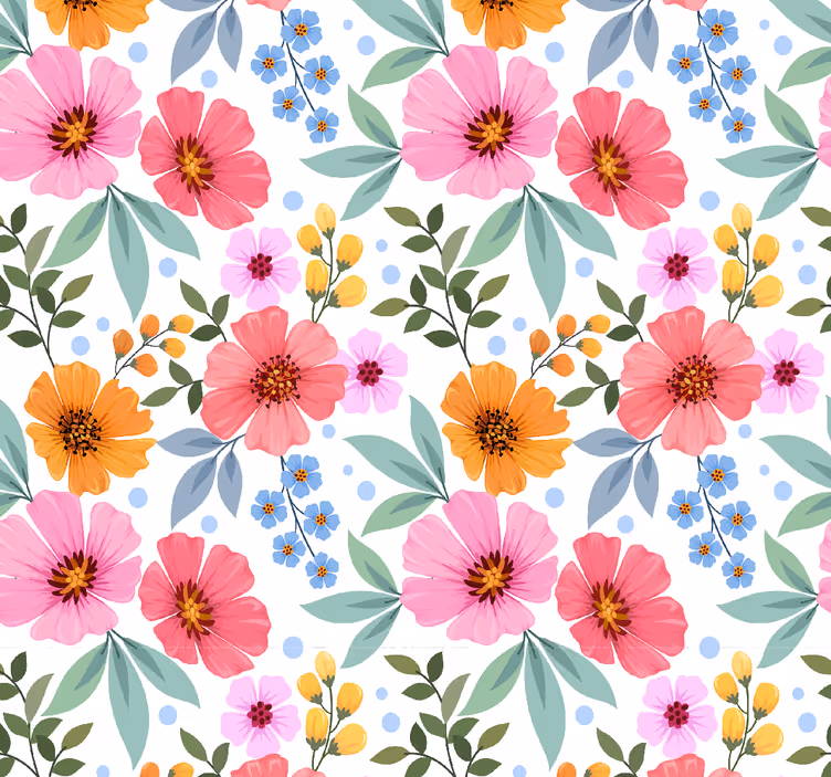 Small colorful pattern flowers wallpaper - TenStickers