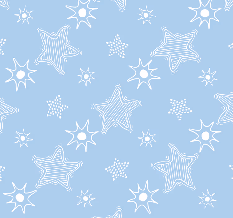 Blue child pattern stars wallpaper - TenStickers