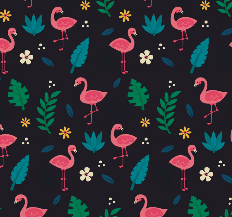 Flamingo Pattern cute animal wallpaper - TenStickers