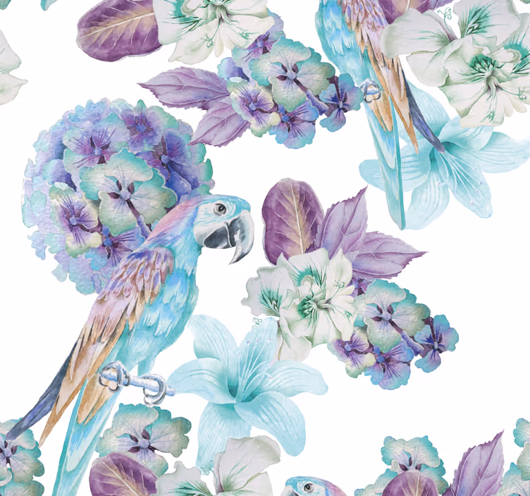 Floral Parrot Design parrots wallpaper - TenStickers